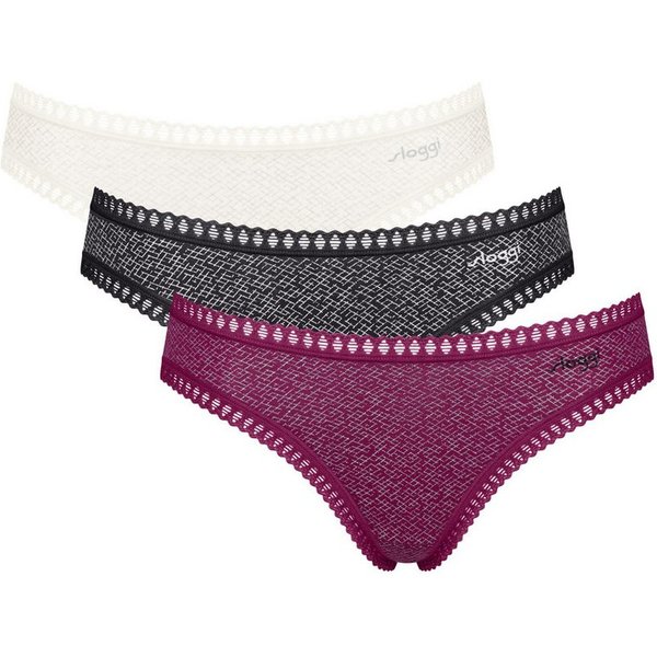 sloggi Minislip GO Crush (3er Pack) dehnbare Spitzendetails, Cotton-Mix