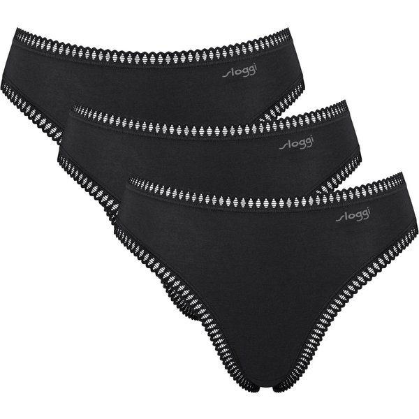 sloggi Slip GO Crush (3er Pack) mit Spitzendetails, Multipack, hoher Beinausschnitt
