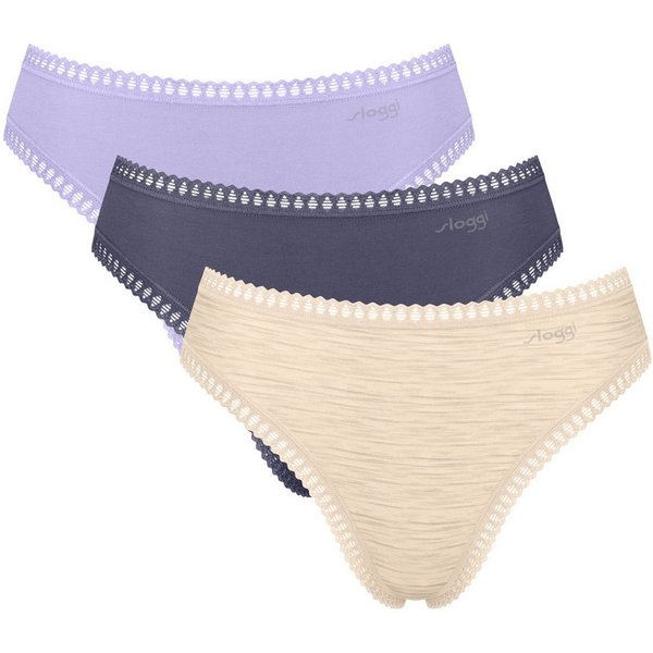 sloggi Slip GO Crush (3er Pack) mit Spitzendetails, Multipack, hoher Beinausschnitt
