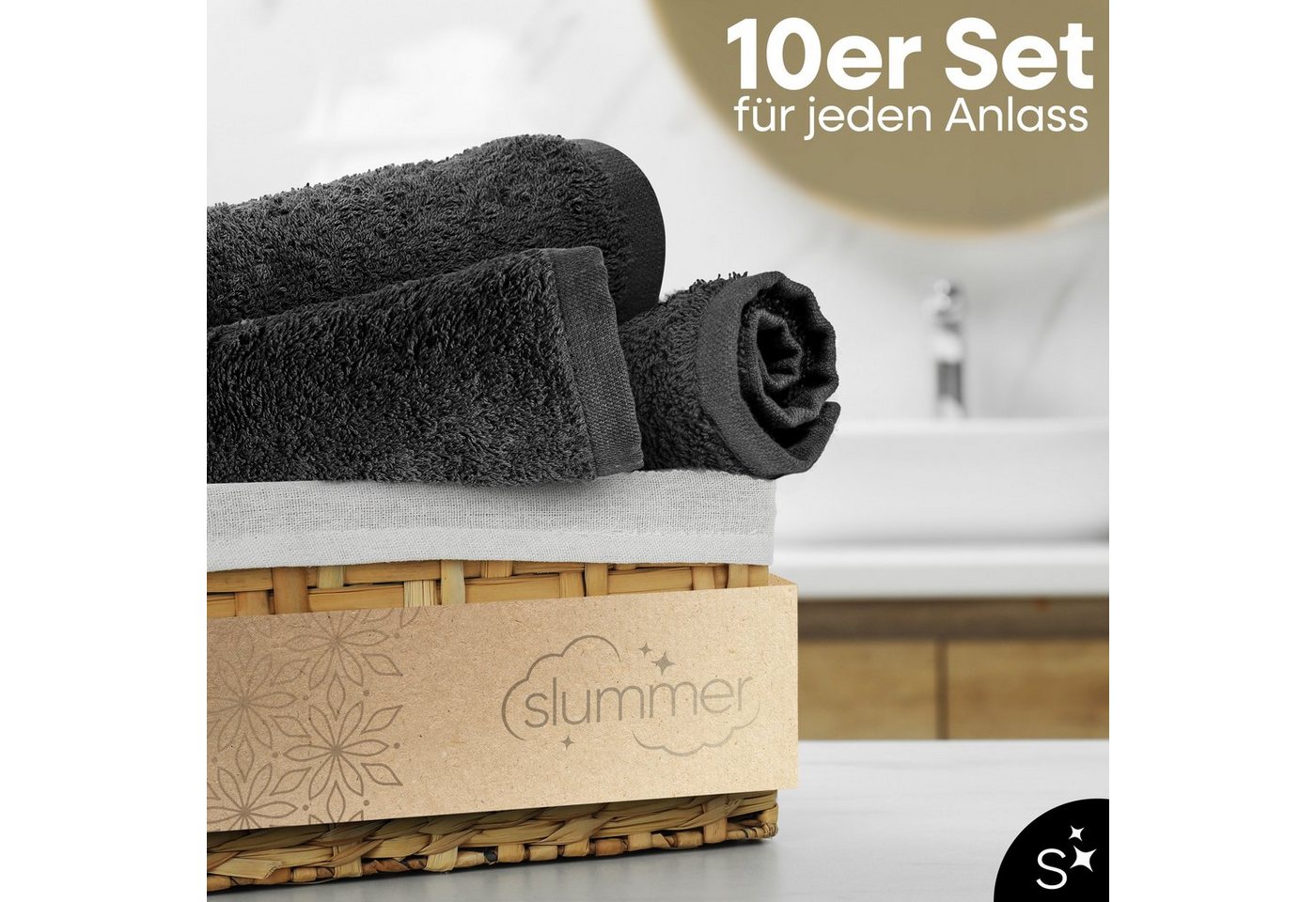 Slummer Seiftuch 10er Set Seiftücher Gästehandtücher 30x30 cm Gesichtshandtücher, Frottier - 100% Baumwolle (Set, 10-St), Gesichtstuch, Waschlappen – Bild 2 von 5