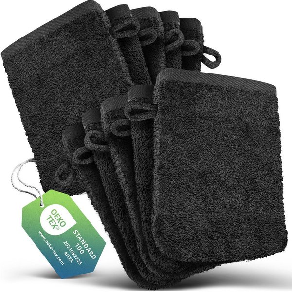 Slummer Waschhandschuh Frottier Waschlappen Seiflappen, Baumwolle (Set, 50-St), 15x21cm, Anthrazit grau