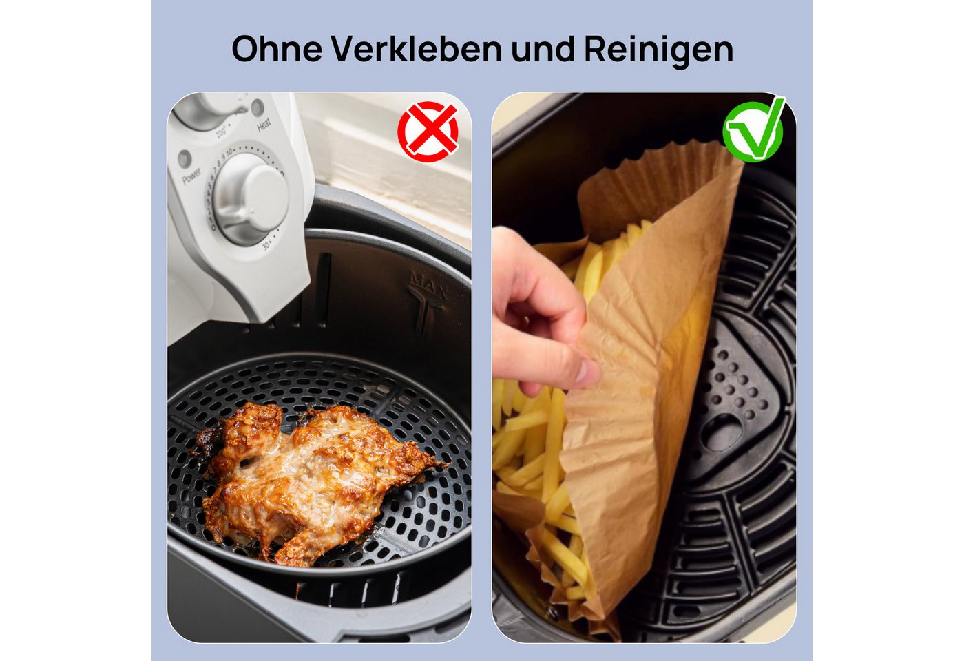 Smad Backpapier für Heißluftfritteuse,20*20*4,5cm,100/200/300St., Antihaft, wasser- und ölbeständig, für Airfryer, Ofen, Mikrowelle – Bild 3 von 5
