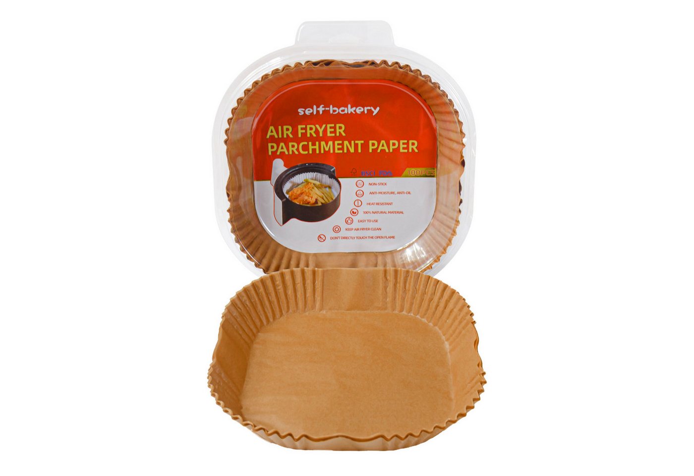 Smad Backpapier für Heißluftfritteuse,20*20*4,5cm,100/200/300St., Antihaft, wasser- und ölbeständig, für Airfryer, Ofen, Mikrowelle – Bild 4 von 5