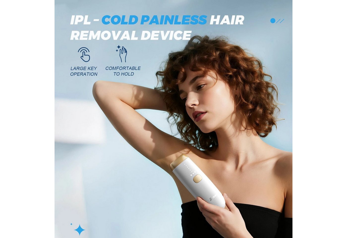Smad IPL-Haarentferner DOIA-16JH2, 300000Intensitätsstufen Lichtimpulse, Komplettset: IPL-Gerät, Rasierer, Schutzbrille, Netzkabel, Verpackung, 300.000 Lichtimp – Bild 2 von 5
