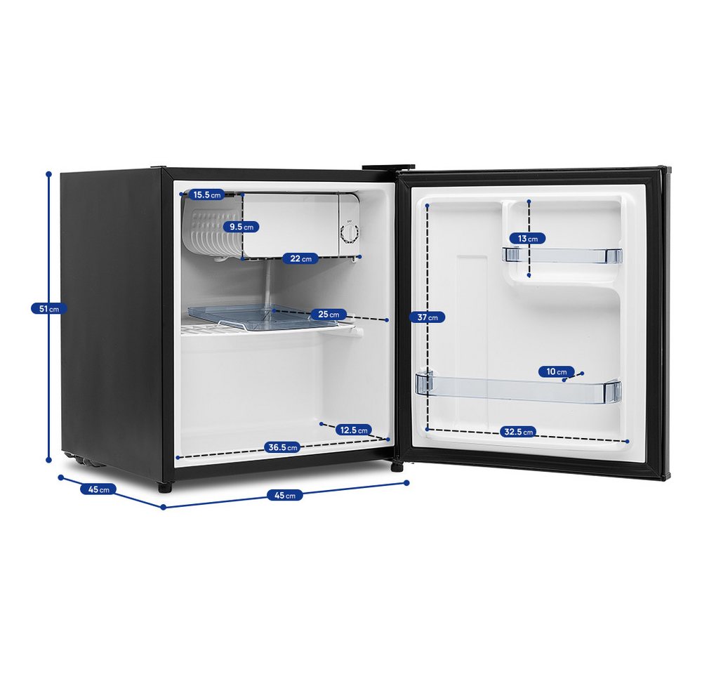 Smad Table Top Kühlschrank DSF-48D6E, 51 cm hoch, 45 cm breit, 6-stufigem Thermostat Kühlfach, 39 dB, für Schlafzimmer/Büro – Bild 2 von 5