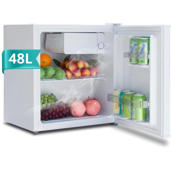 Smad Table Top Kühlschrank reversibler Einzeltür Mini-Kühlschrank DSF-48D6E, 51 cm hoch, 45 cm breit, 6-stufigem Thermostat Kühlfach, 39 dB, für Schlafzimmer/Bü