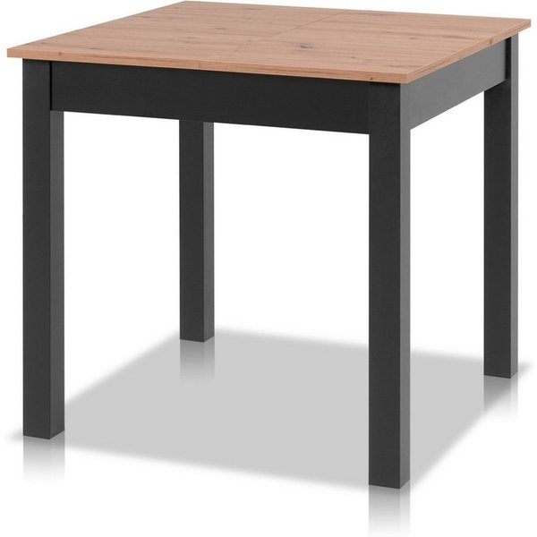 Smart Esstisch Rechteckig, von 90 cm bis 130 cm ausziehbar, bis 50 kg belastbar, 4-Fußgestell Anthrazit, Asteiche-Optik, für 4 bis 6 Personen