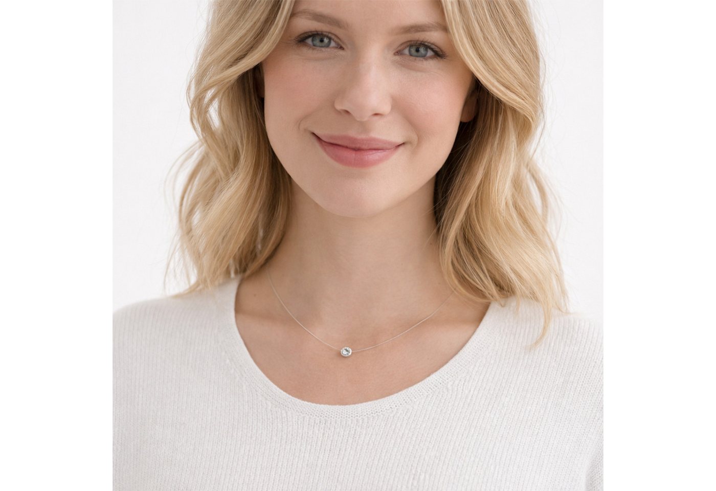 Smart Jewel Collier schwebender Stein, Zirkonia, Silber 925 – Bild 3 von 4