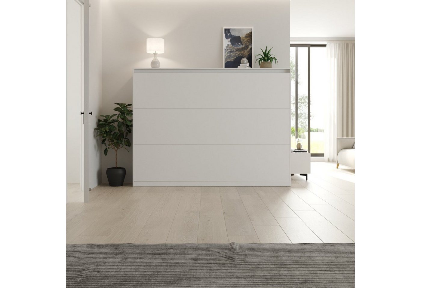 SMARTBett Schrankbett Classico 140x200 cm, 160x200 cm Horizontal Weiß Klappbett Gasdruckfedern – Bild 3 von 5