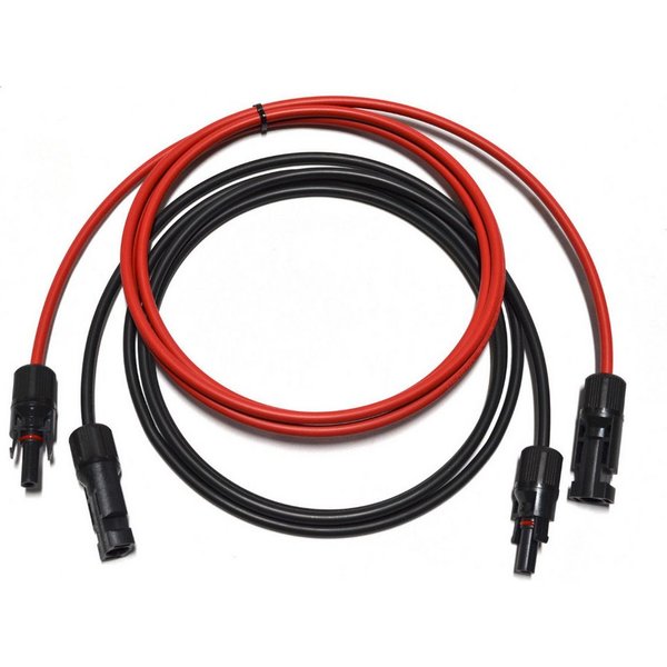 smartEC Solarkabel Verlängerungskabel 4 - 6mm² mit Stecker 2x 2m 4mm² Solarkabel, Außenduchmesser: 5,2mm (200 cm), Kabeltyp H1Z272-K IP68 Verlängerungskabel 1-3