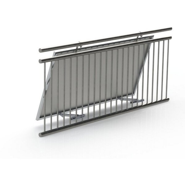 smartEC Solarmodul-Halterung SOLAR ALLin Balkonhaken-Set Plus für Solarmodule – Balkonkraftwerk, (TÜV geprüft Winkel einstellbar bis ° Geländer Haken Schutzstre
