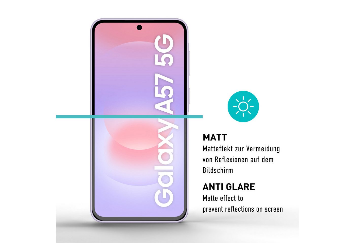 smartect Displayschutzglas 2X Schutzglas Panzerfolie Full Screen Matt für Samsung Galaxy A57 5G für Samsung Galaxy A57 5G, Set, 2 Stück, Entspiegelt, 9H Härte,  – Bild 3 von 5