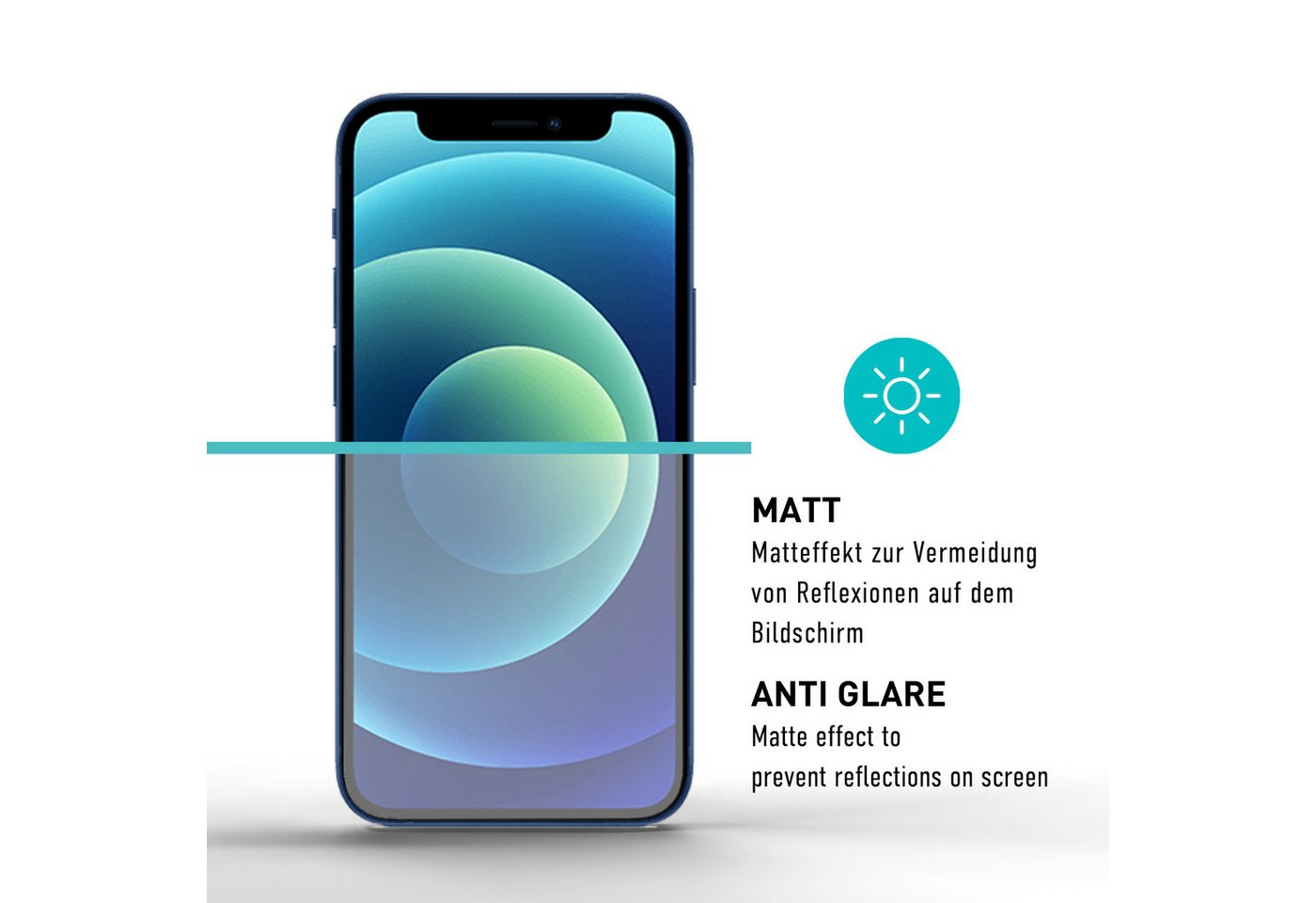 smartect Displayschutzglas 2X Schutzglas Panzerfolie Matt für iPhone 12 / 12 Pro für Apple iPhone 12 / 12 Pro, Set, 2 Stück, Entspiegelt, 9H Härte, Kratzfest, S – Bild 3 von 5