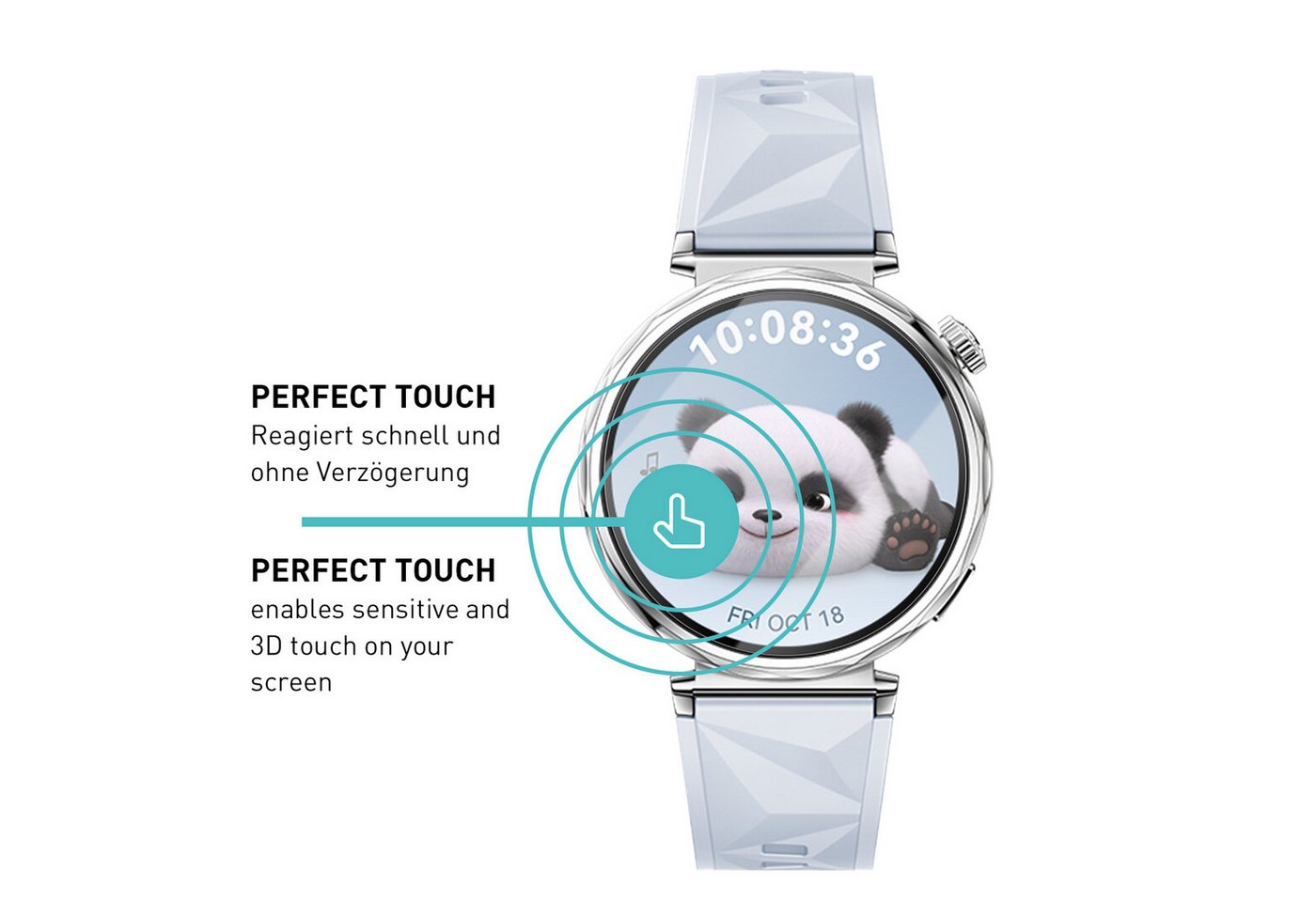 smartect Displayschutzglas 3X Schutzglas Panzerfolie Klar für Huawei Watch GT5 41 mm für Huawei Watch GT5 41 mm, Set, 3 Stück, 0.3 mm Ultra-klar, 9H Härte, Krat – Bild 4 von 5