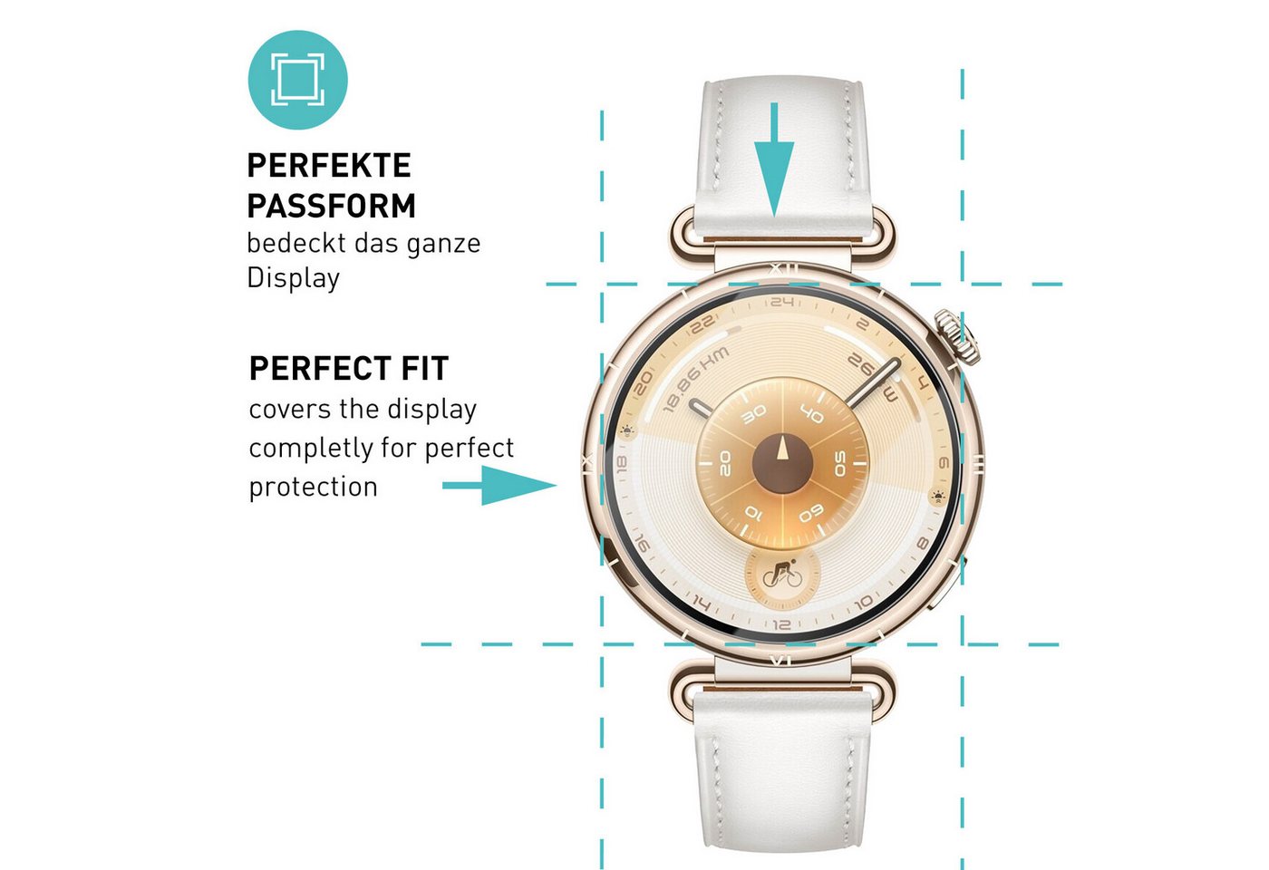 smartect Displayschutzglas 3X Schutzglas Panzerfolie Klar für Huawei Watch GT 6 41 mm für Huawei Watch GT 6 41 mm, Set, 3 Stück, 0.3 mm Ultra-klar, 9H Härte, Kr – Bild 3 von 5