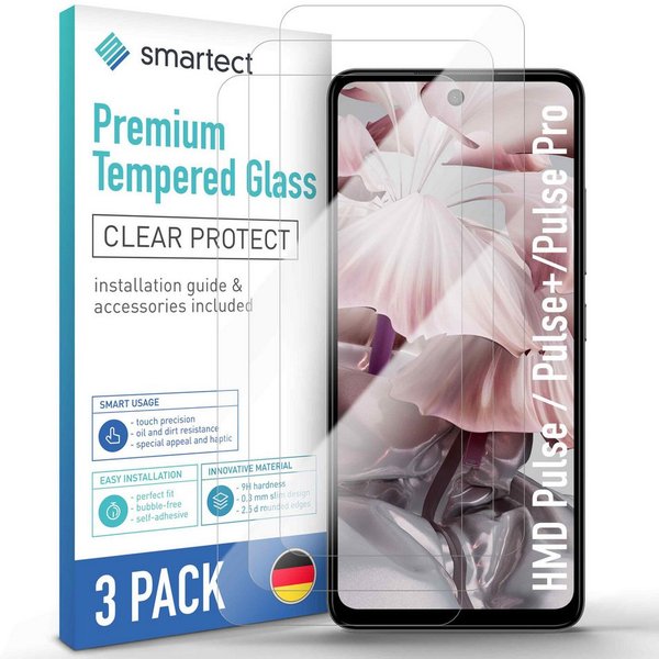 smartect Displayschutzglas 3X Schutzglas Panzerfolie Klar für HMD Pulse / Pulse+ / Pulse Pro für HMD Pulse / Pulse+ / Pulse Pro, Set, 3 Stück, 0.3 mm Ultra-klar