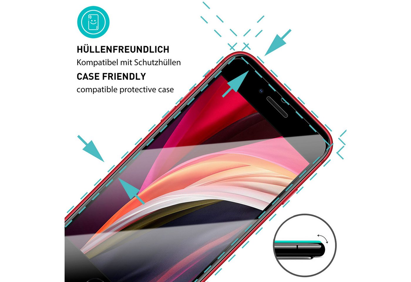 smartect Displayschutzglas 3X Schutzglas Panzerfolie Klar für iPhone SE 2022 / 2020 für Apple iPhone SE 2022 / 2020, Set, 3 Stück, 0.3 mm Ultra-klar, 9H Härte,  – Bild 2 von 5