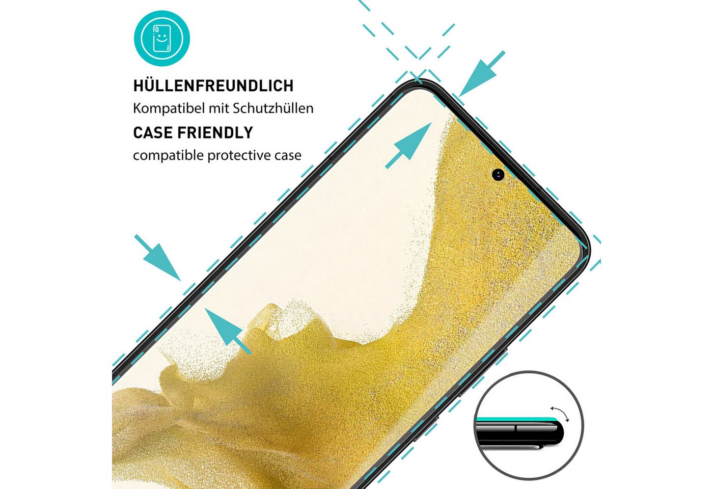 smartect Displayschutzglas 3X Schutzglas Panzerfolie Klar für Samsung Galaxy S22 für Samsung Galaxy S22, Set, 3 Stück, 0.3 mm Ultra-klar, 9H Härte, Kratzfest, S – Bild 2 von 5