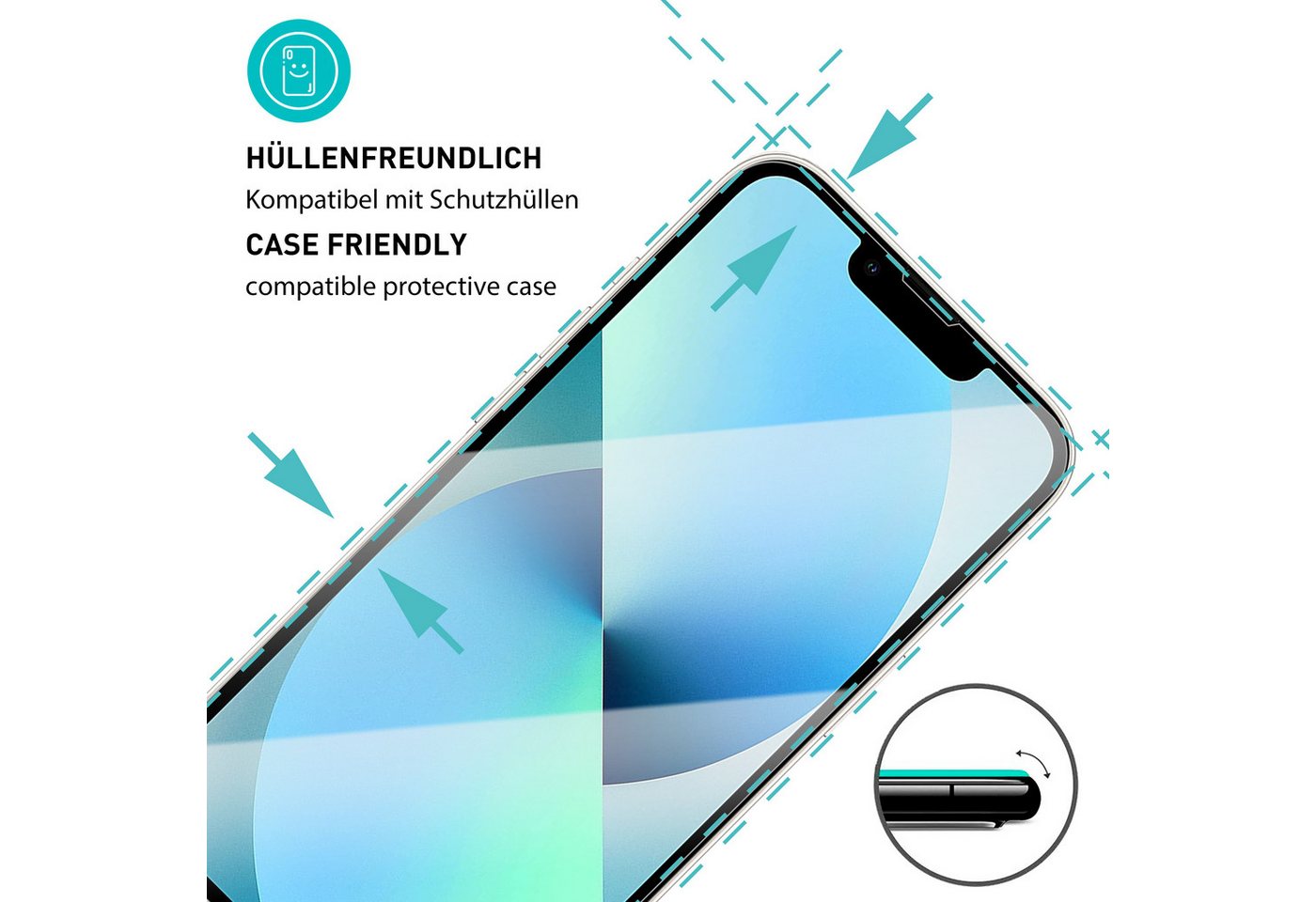 smartect Displayschutzglas 3X Schutzglas Panzerfolie Klar für iPhone 13 / 13 Pro für Apple iPhone 13 / 13 Pro, Set, 3 Stück, 0.3 mm Ultra-klar, 9H Härte, Kratzf – Bild 2 von 5