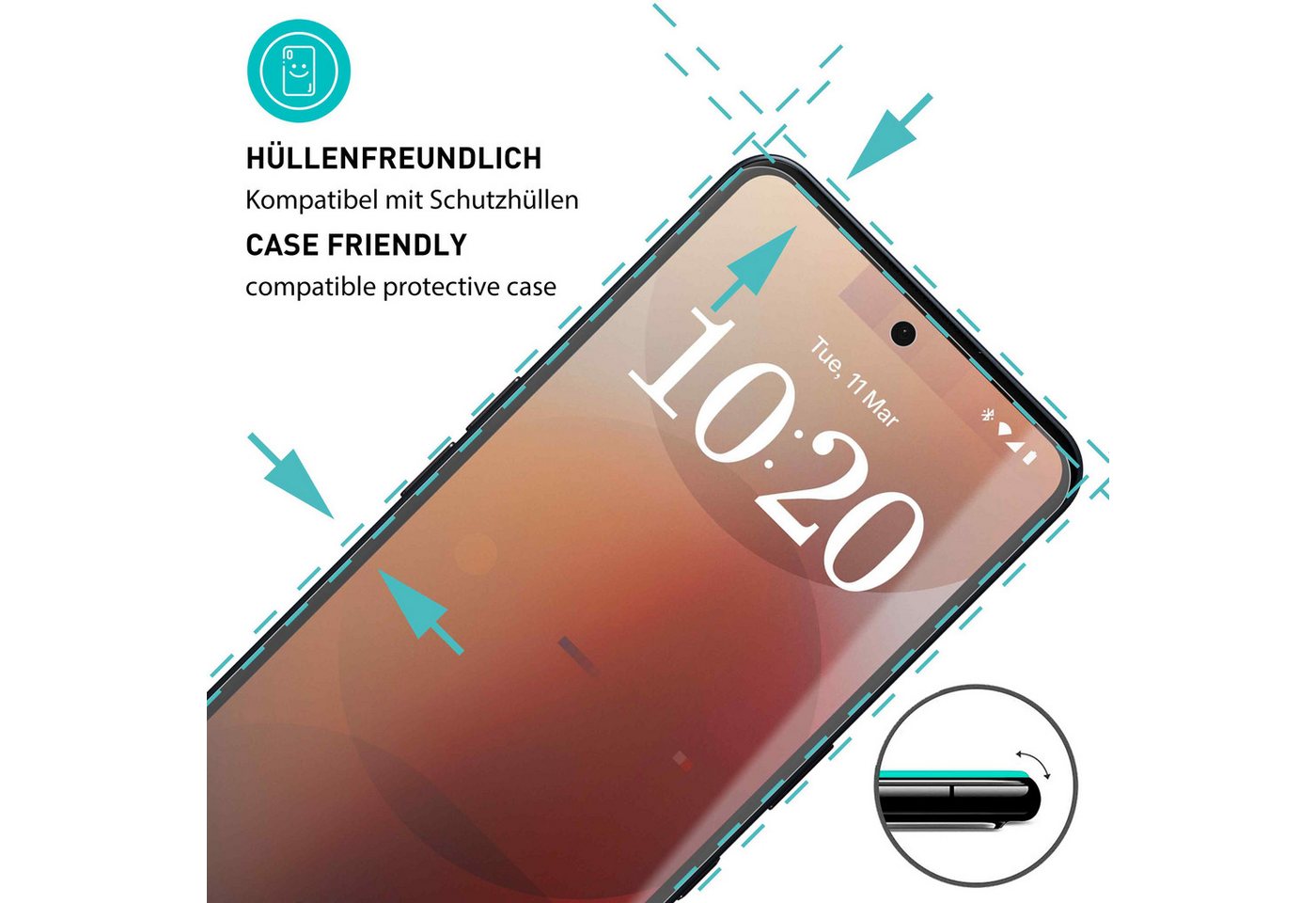 smartect Displayschutzglas 3X Schutzglas Panzerfolie Klar für Nothing Phone (3a) für Nothing Phone (3a), Set, 3 Stück, 0.3 mm Ultra-klar, 9H Härte, Kratzfest, S – Bild 2 von 5