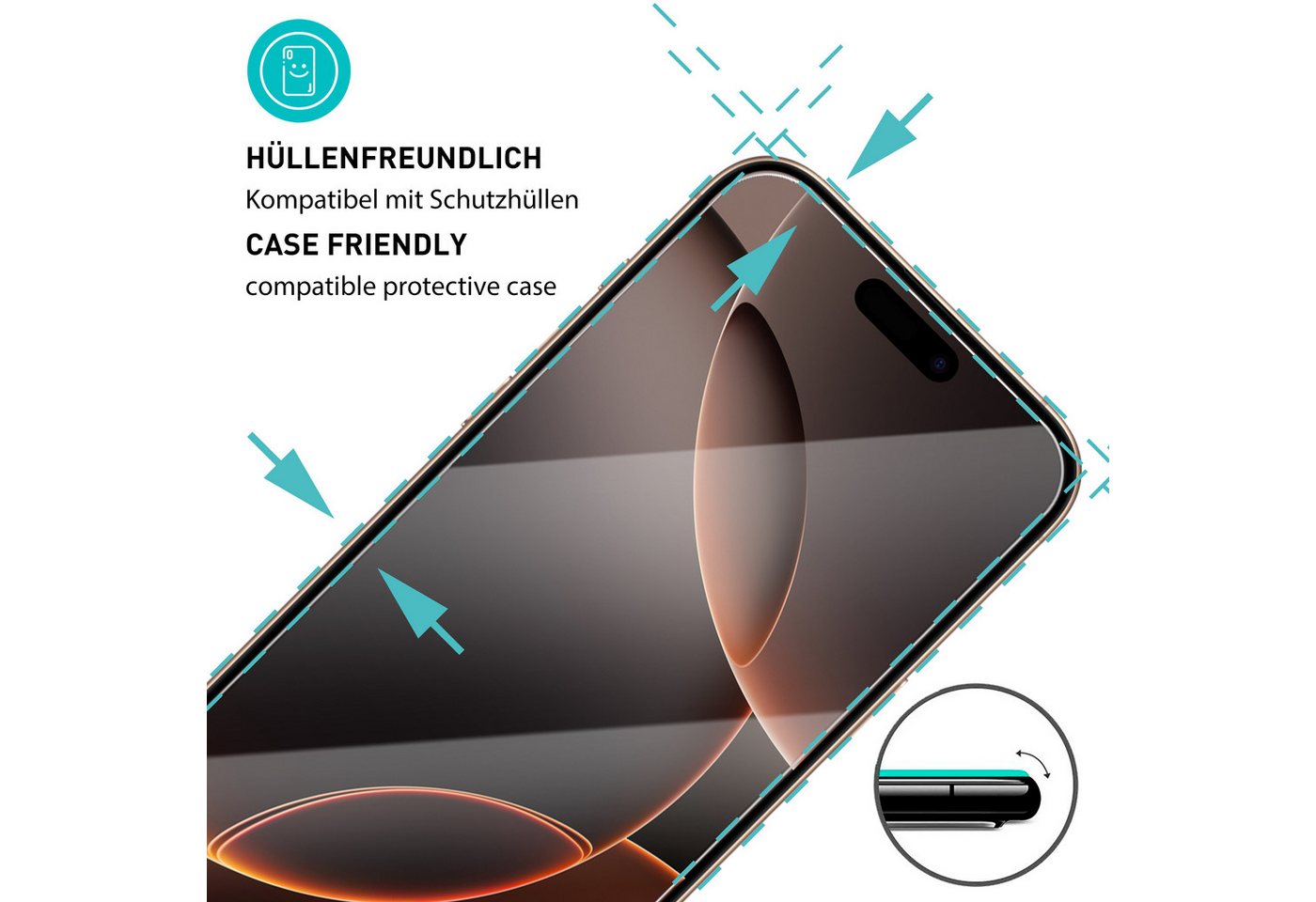 smartect Displayschutzglas Schutzglas Panzerfolie 3 + 3 Stück für iPhone 16 Pro (Display+Kamera) für Apple iPhone 16 Pro, Set, 3 Stück, inkl. Anbringhilfe, 0.3  – Bild 2 von 5