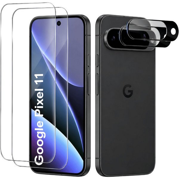 SmartUP Displayschutzglas 2X Schutzglas für Google Pixel 11 Display Kamera Panzerfolie Full 3D für Google Pixel 11, 4 Stück, Rundumschutz, passgenaue Verarbeitu