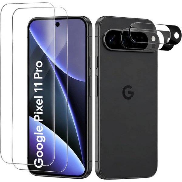 SmartUP Displayschutzglas 2X Schutzglas für Google Pixel 11 Pro Display Kamera Panzerfolie 3D für Google Pixel 11 Pro, 4 Stück, Rundumschutz, passgenaue Verarbe