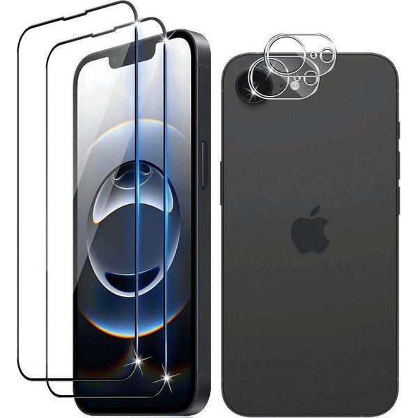 SmartUP Displayschutzglas 2X Schutzglas für Iphone 16e Display Kamera Panzerglas Panzerfolie 9H für iPhone 16e, kompletter Rundumschutz
