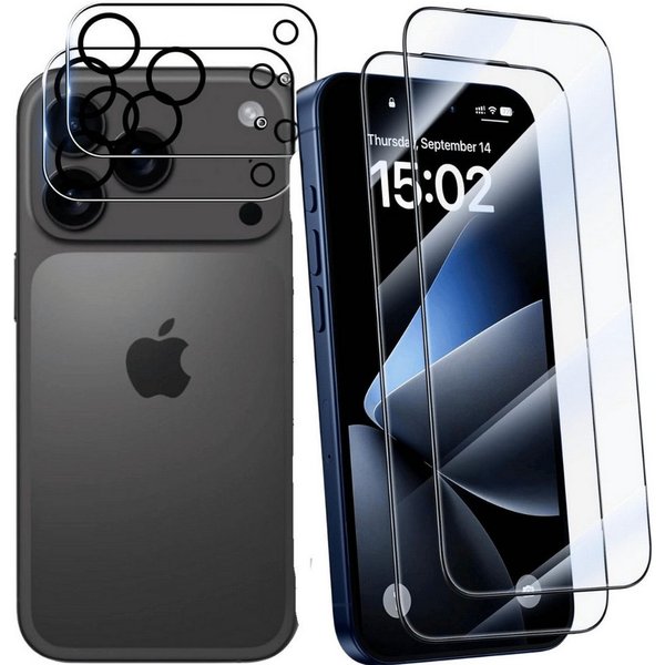 SmartUP Displayschutzglas 2X Schutzglas für iPhone 17 Pro Max Display Kamera Panzerfolie Full 9H für iPhone 17 Pro Max, 4 Stück, Rundumschutz, passgenaue Verarb