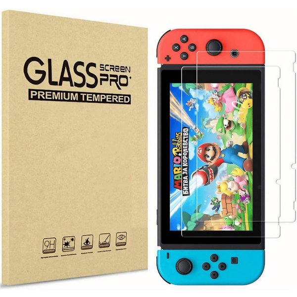 SmartUP Displayschutzglas 2X Schutzglas für Nintendo Switch Display Panzerfolie Full Screen 9H für Nintendo Switch, 2 Stück, Rundumschutz, passgenaue Verarbeitu