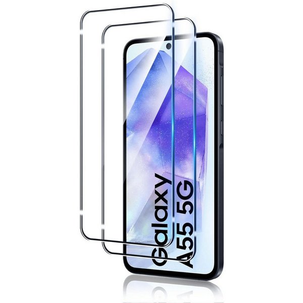 SmartUP Displayschutzglas 2X Schutzglas für Samsung Galaxy A55 5G Panzerfolie Display Full 9H für Samsung Galaxy A55 5G, kompletter Displayschutz