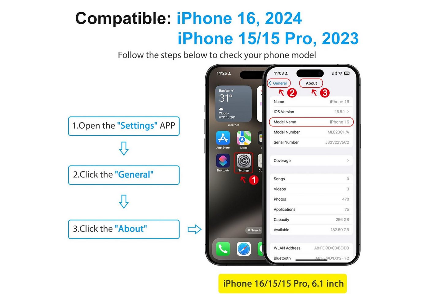 SmartUP Displayschutzglas für iPhone 16 Display Schutz Panzerfolie Hartglas Screen Full 9H für iPhone 16, kompletter Rundumschutz – Bild 2 von 5