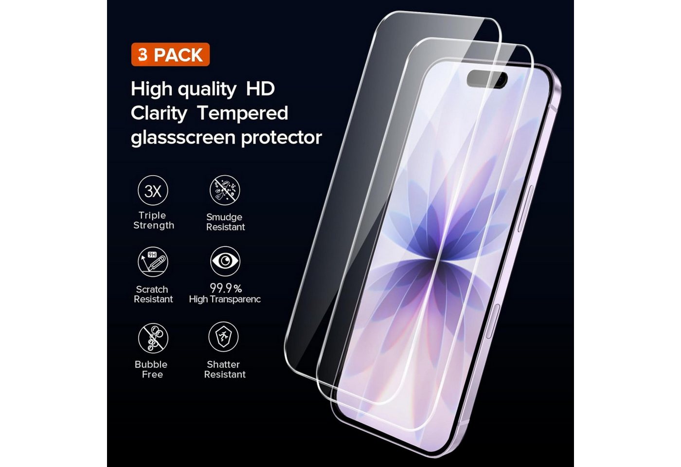 SmartUP Displayschutzglas für iPhone 16 Display Schutz Panzerfolie Hartglas Screen Full 9H für iPhone 16, kompletter Rundumschutz – Bild 3 von 5