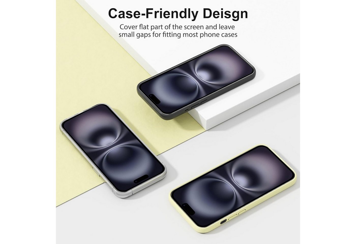 SmartUP Displayschutzglas für iPhone 16 Display Schutz Panzerfolie Hartglas Screen Full 9H für iPhone 16, kompletter Rundumschutz – Bild 5 von 5