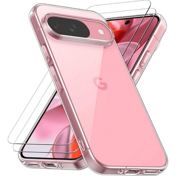 SmartUP Smartphone-Hülle + 2X Schutzglas für Google Pixel 9 Panzerfolie Display Screen Case 9H 6,3-Zoll, kompletter Rundumschutz