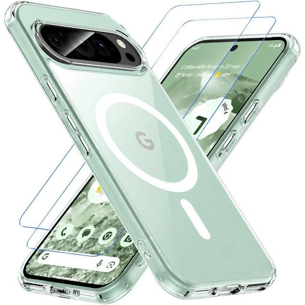 SmartUP Smartphone-Hülle + 2X Schutzglas für Google Pixel 9 MagSafe Panzerfolie Case Full 9H 6,3, MagSafe-Technologie, präzise Aussparungen