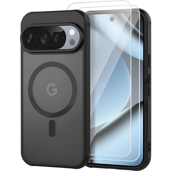 SmartUP Smartphone-Hülle + 2X Schutzglas für Google Pixel 9 Pro Panzerfolie MagSafe Case 9H 6,3, MagSafe-Technologie, integrierter Kameraschutz