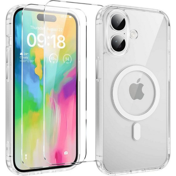 SmartUP Smartphone-Hülle + 2X Schutzglas für iPhone 16 Pro Max Plus MagSafe Panzerfolie Case 9H 6,7-Zoll, kompletter Rundumschutz