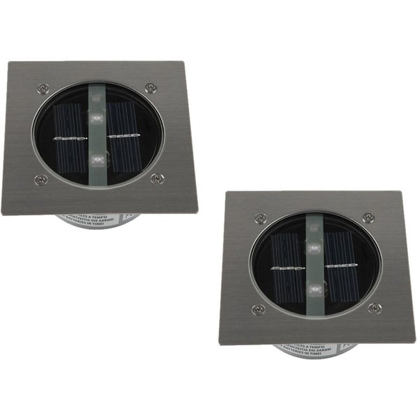 smartwares LED Gartenstrahler, Tageslichtsensor, LED fest integriert, Neutralweiß, 2er-Set Solar-leuchte Boden-Einbaustrahler Außen, Bodenstrahler eckig