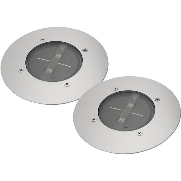 smartwares LED Gartenstrahler, Tageslichtsensor, LED fest integriert, Neutralweiß, 2er-Set Solar-leuchte Boden-Einbaustrahler Außen, Bodenstrahler Ø 14cm