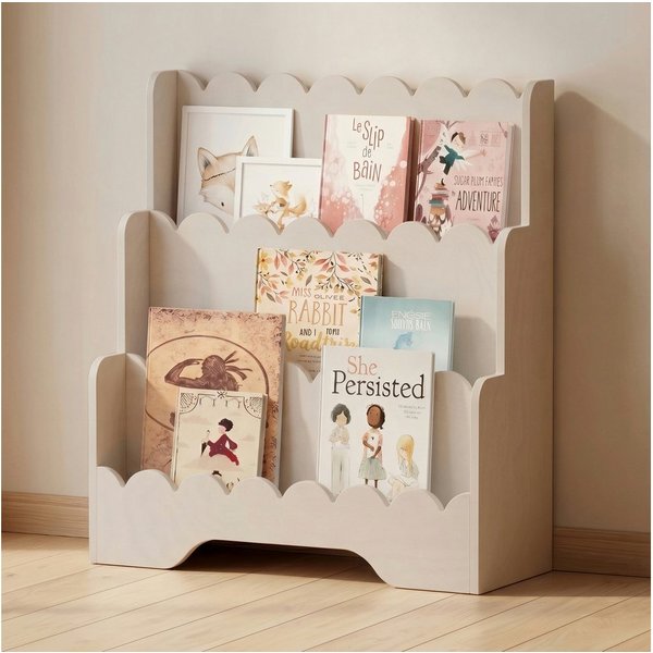 Smartwood Kinderregal Montessori, Bücherregal Kinder, FSC-Kiefernholz, Kaschmir, LULU