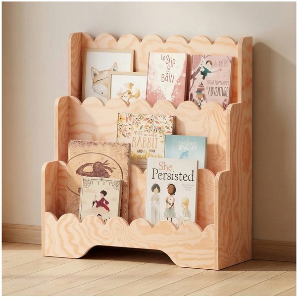 Smartwood Kinderregal Montessori, Bücherregal Kinder, FSC-Kiefernholz, Natur, LULU