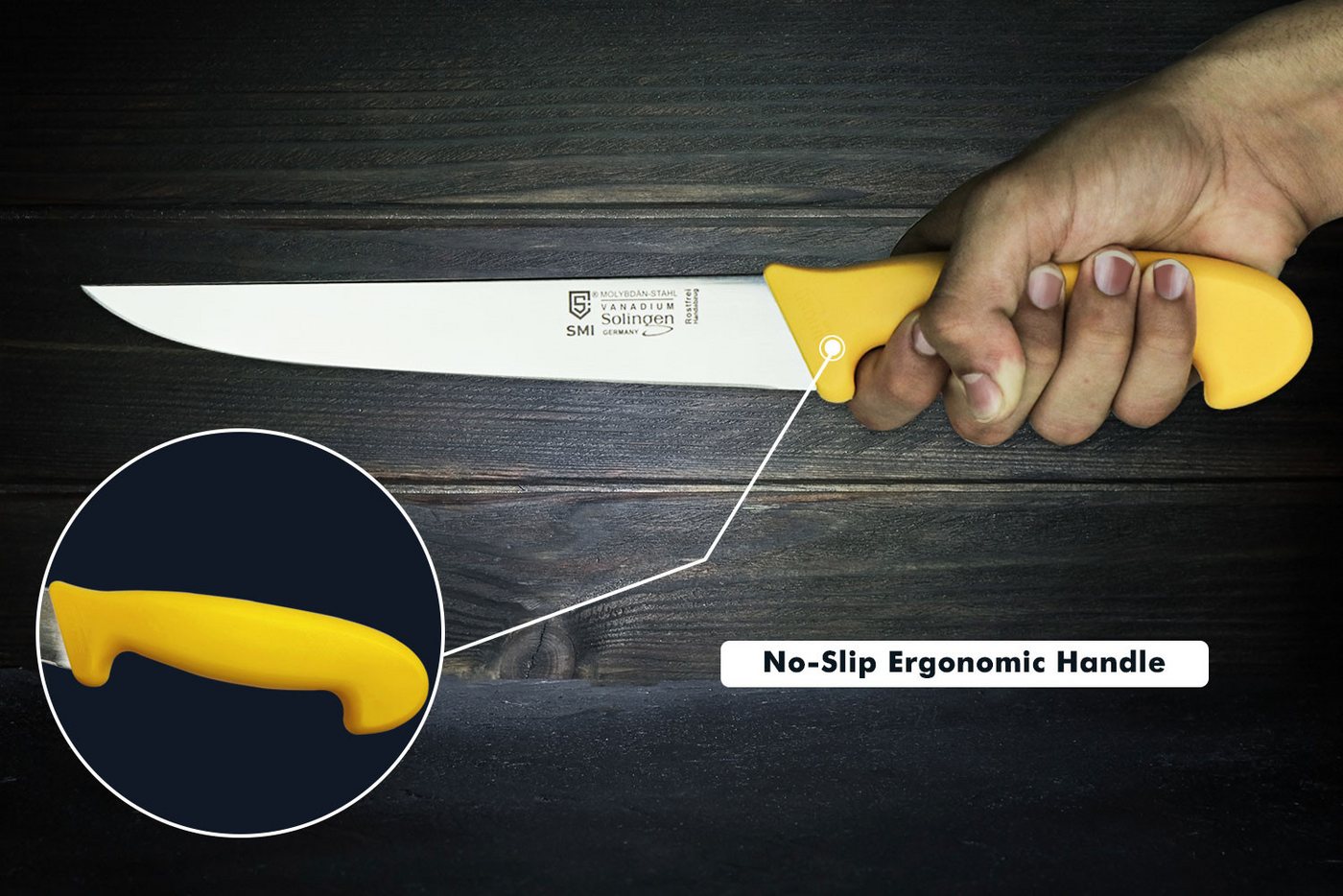 SMI Messer-Set Metzgermesser Set Solingen Fleischmesser Wetzstahl Ausbeinmesser (5-tlg), 5-tlg – Bild 5 von 5