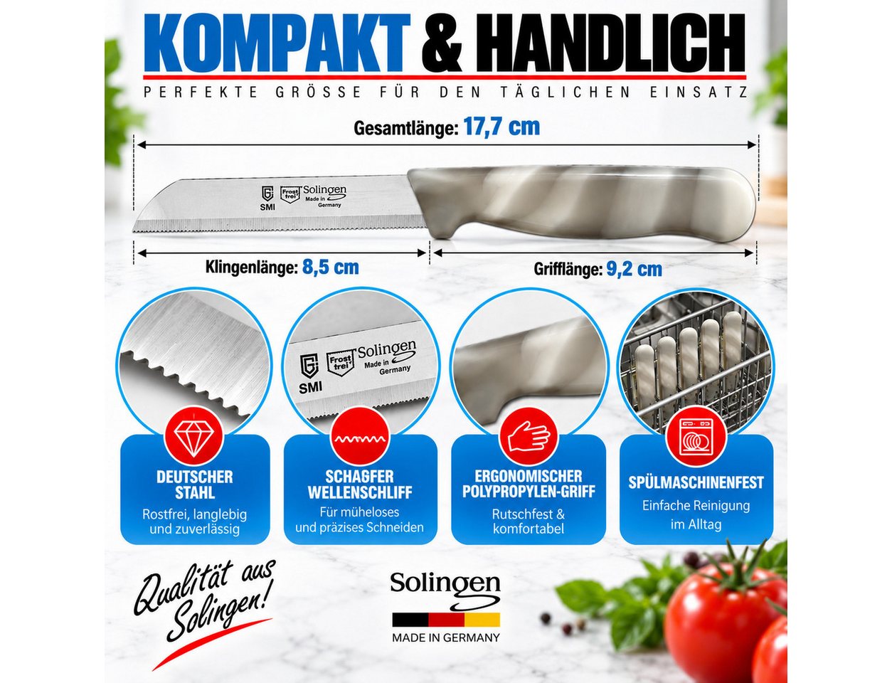 SMI Obstmesser Solingen Schälmesser Wellenschliff Küchenmesser Gemüsemesser 12-tlg – Bild 5 von 5