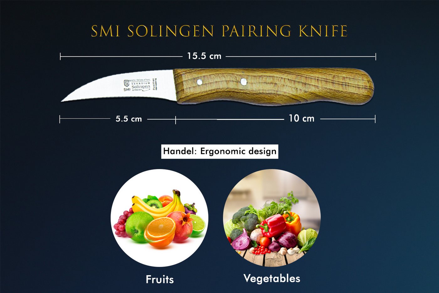 SMI Schälmesser Obstmesser gebogen Solingen Schälmesser rostfrei Gemüsemesser – Bild 2 von 5