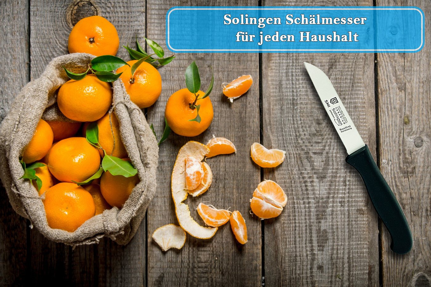 SMI Schälmesser Obstmesser Küchenmesser Solingen Gemüsemesser gerade, schwarz – Bild 4 von 4