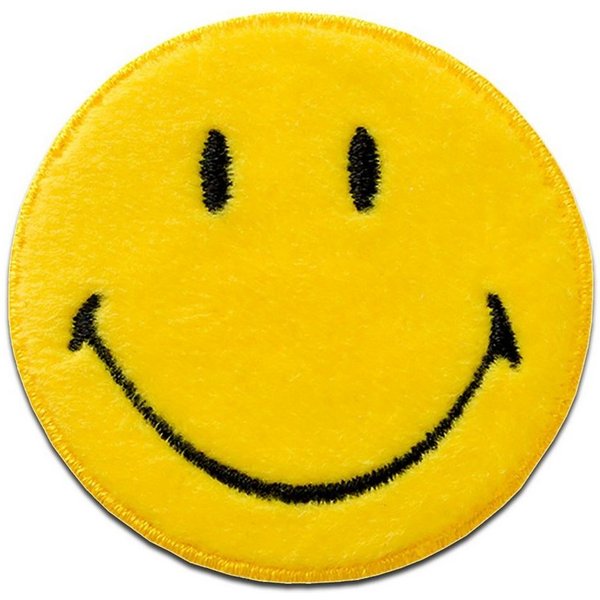 Smiley Aufnäher, Polyester, Smiley Weich - Aufnäher, Bügelbild, Aufbügler, Applikationen, Patches, Flicken, zum aufbügeln, Größe: 5 x 4,6 cm