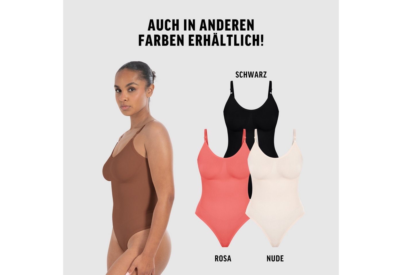 Smilodox Body Nysa, Bauchweg Stringbody, Formender Formbody, Verstellbare Träger atmungsaktives Material, Rückenausschnitt, Eleganter V-Ausschnitt – Bild 4 von 5
