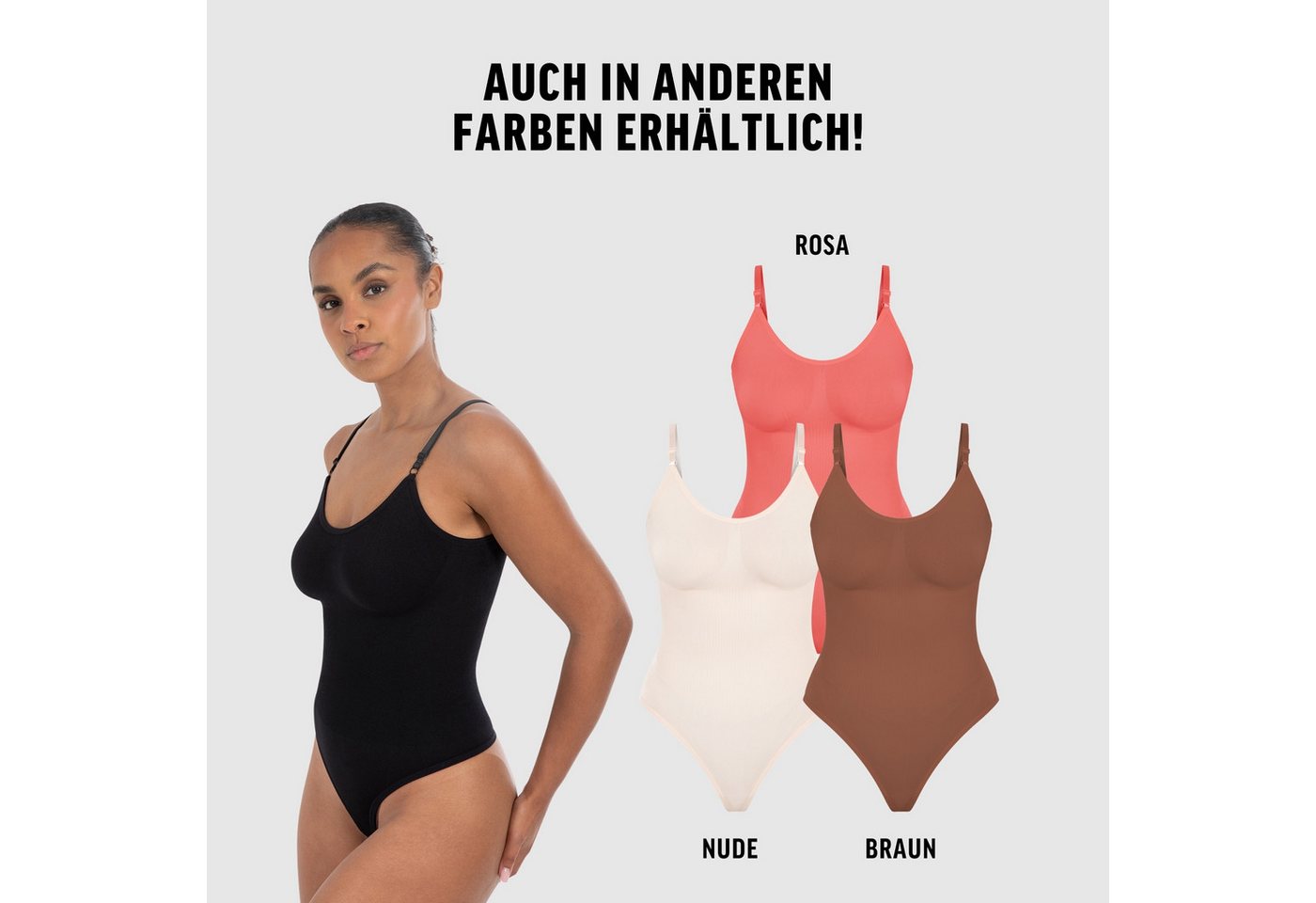 Smilodox Body Nysa, Bauchweg Stringbody, Formender Formbody, Verstellbare Träger atmungsaktives Material, Rückenausschnitt, Eleganter V-Ausschnitt – Bild 4 von 5