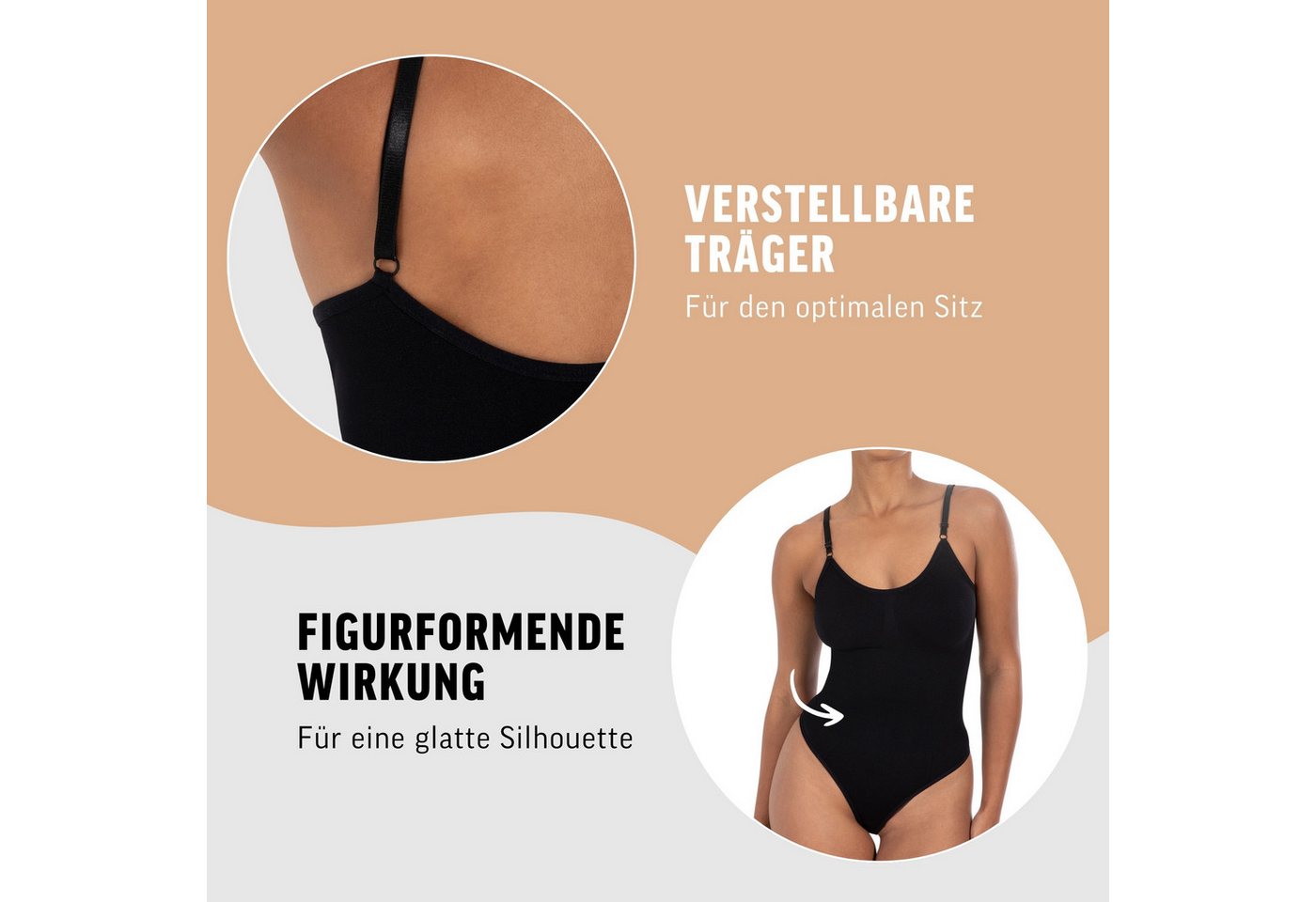 Smilodox Body Nysa, Bauchweg Stringbody, Formender Formbody, Verstellbare Träger atmungsaktives Material, Rückenausschnitt, Eleganter V-Ausschnitt – Bild 5 von 5